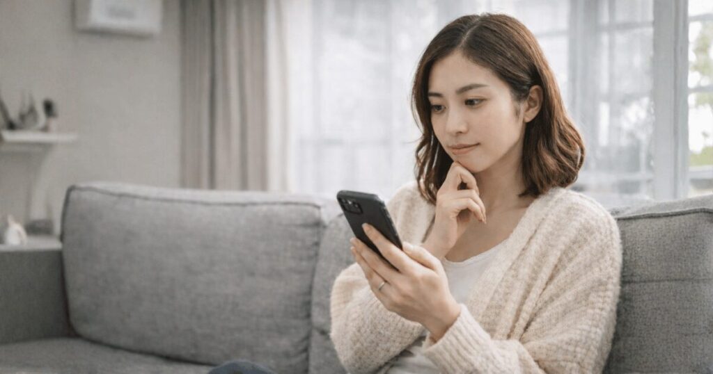 スマホで口コミやレビューを確認して業者を選ぶイメージ