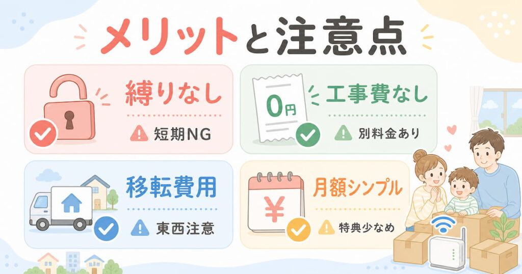 BB.excite光 MECのメリットと注意点は、縛りなし・工事費なし・移転費用・シンプルな月額料金
