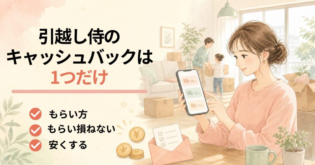引越し侍のキャッシュバックは1つだけ・もらい方ともらい損ねないコツを解説