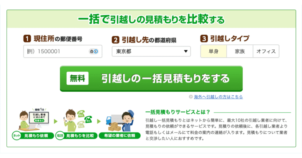 引越し侍の一括見積もり依頼で最大10社に一度に依頼するイメージ図